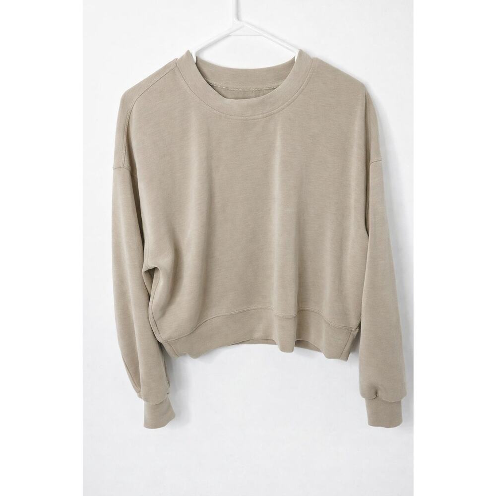 Lululemon Perfectly Oversized Cropped Sweatshirt Womens Size 4 Beige Softstreme